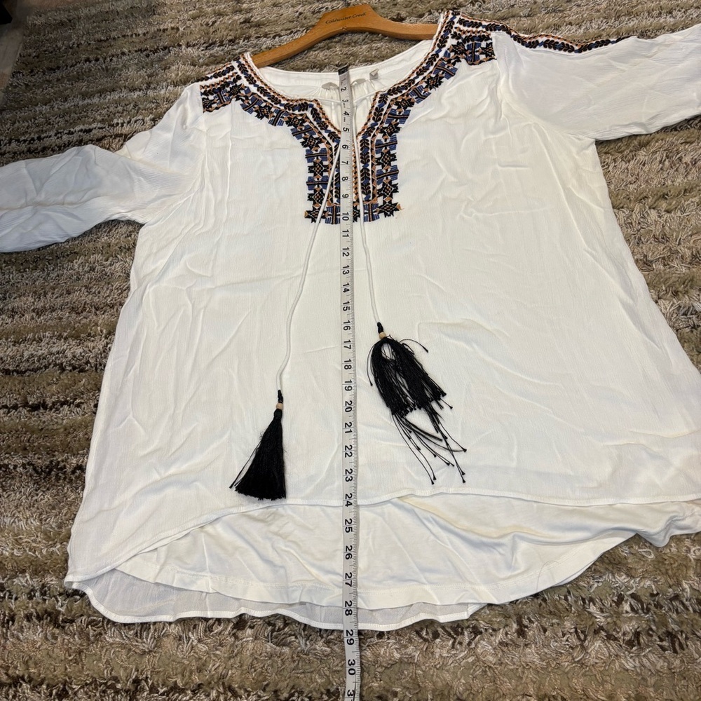Soft Surroundings XL Boho Peasant Blouse top embroidered - Picture 10 of 12